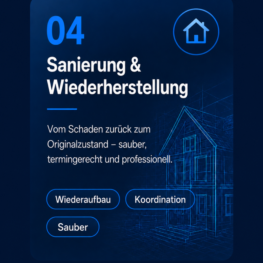 Fachgerechte Wiederherstellung betroffener Räume nach Wasserschaden – von Rückbau bis Renovierung. Sanierung und Wiederherstellung nach Wasserschaden